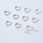 10pcs Silver Hollow Heart Nail Art Charm 3D Silver Alloy Nail Jewelry Manicure