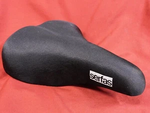 Vintage 1992 Serfas Tailbones Black Lycra Comfort Saddle w/ Steel Rails - Picture 1 of 7