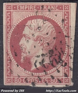 FRANCE : EMPIRE NON DENTELE N° 17Ab CARMIN ROSE OBLITERE - SIGNE JF BRUN - Picture 1 of 2