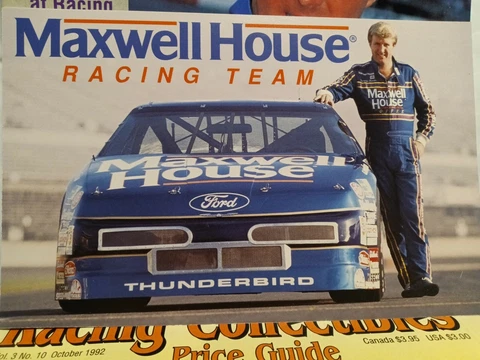* STERLING MARLIN  post card AND A Vintage Racing Collectables guide Cover