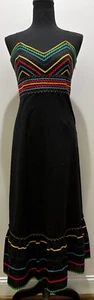 Spenser Jeremy Cotton Dress Size 4 Noodle Strap Multicolor Zig Zag Embroidery - Picture 1 of 7