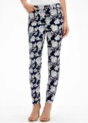 NUEVO SIN ETIQUETAS Gap PANTALONES AL TOBILLO AJUSTADOS FIRMA AZUL MARINO BOLSILLOS FLORALES TALLA 12 (27" ENTREPIERNA) Foto 1 de 4