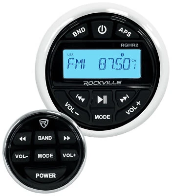Rockville RGHR2 Marine Gauge Hole Receiver w Bluetooth USB, Radio + Wired Remote - Image 1 of 4