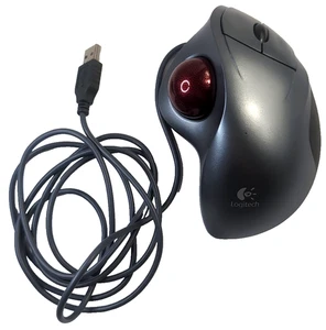Logitech TrackMan Wheel Trackball T-BB18 USB Roller Ball Thumb Mouse Vtg WORKS - Photo 1/9