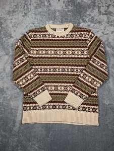 Suéter De Colección Lord Jeff Para Hombres Hecho Mediano EE. UU. Fair Isle Crew Tejido Años 80 - Imagen 1 de 13