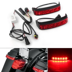 LED Saddlebag Run/Brake/Turn Lamp Light Black Housing Red Len For Harley 2014-19 - Picture 1 of 8