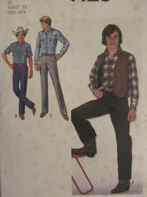 VTG 79 SIMPLICITY 9126 Teen Boys Shirts Reversible Vest & Pants PATTERN 20/30W - Image 1 of 3