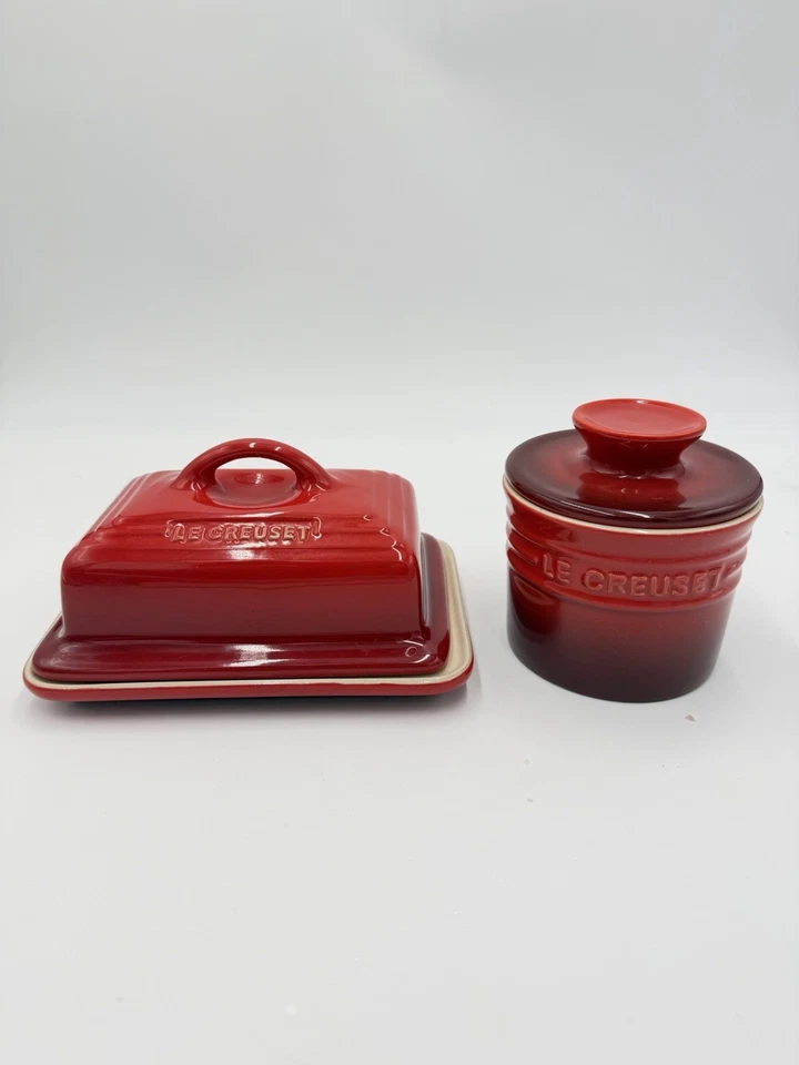 Le Creuset Stoneware Red Butter Dish & Butter Bell Crock Red Set 2 PCs - Image 1 of 4
