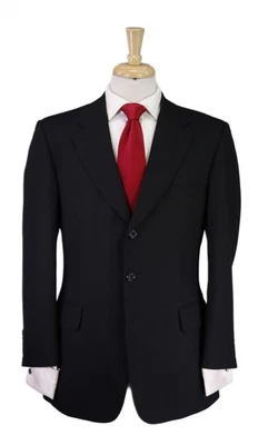 Paul Stuart Black Thin Striped Woven Wool Luxury Suit Mens 38S - Image 1 of 4