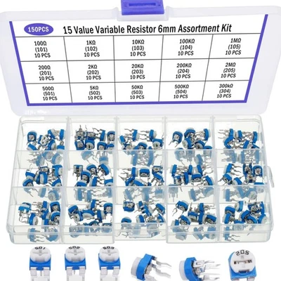 Variable Widerstand Potentiometer Set 150 Stück 15 Werte 100 Ohm-2 M Ohm - Bild 1 von 4