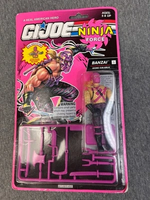 Hasbro 1993 vintage Gi Joe Ninja Force serie 12 impreso advertencia Banzai sin usar, en caja Foto 1 de 2