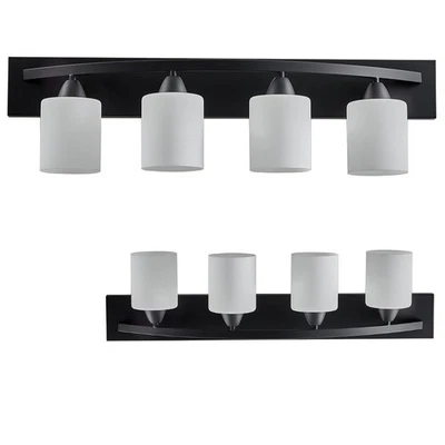 Modern 4-Light Bathroom Vanity Light – Matte Black Fixture with Frosted Glass... - Image 1 of 4