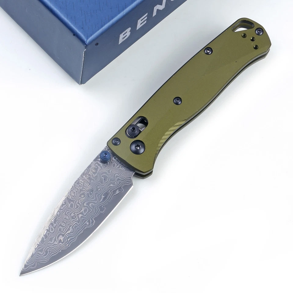 2025 Nuevo Cuchillo de Bolsillo con Agujero de Cordón Clip de Cinturón Bloqueo de Eje Pulgar Acero Damasco Foto 1 de 4