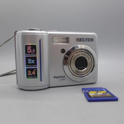 Samsung Digimax S500 5.1MP Compact Digital Camera Silver Tested - Image 1 of 4