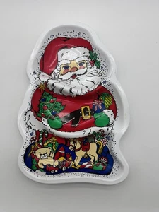 Vintage Weihnachtsmann geteilt Snack Tablett Made in USA Retro Weihnachten Urlaub Dekor - Bild 1 von 7
