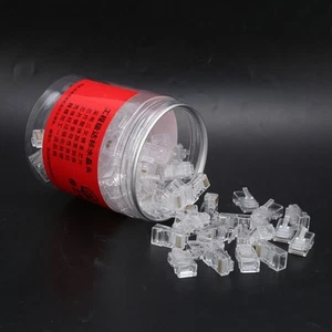 100 Stück RJ45 Cat5E Modulare Ungeschirmte Vergoldete Netzwerkkabelstecker DON - Afbeelding 1 van 19