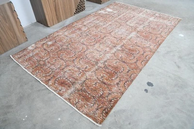 turkish area rug 5x8 ft, hand-knotted vintage oushak rug, boho decor carpet, 940 - Image 1 of 4