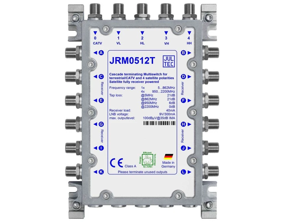 JULTEC Multischalter 5/12 Jrm0512t 12 Teilnehmer Receivergespeist Druckgussgeh.