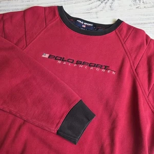 Vintage Polo Sport Ralph Lauren Crewneck Sweatshirt Large Red American Flag 90s - Picture 1 of 8