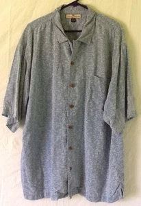 Tommy Bahama XL Silk Hawaiian Pineapple Ocean Blue Short Sleeve Button Front - Picture 1 of 3