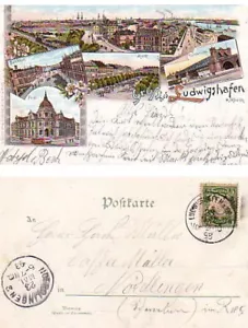 Litho, 5 Ansichten Gruss, Ludwigshafen, Deutschland, 1898 - Bild 1 von 1