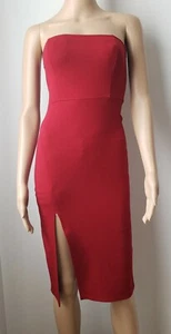 Neu mit Etikett Forever 21 Kleid einfarbig weinrot Party Cocktail ärmellos Stretch Seitenschlitz S  - Bild 1 von 7