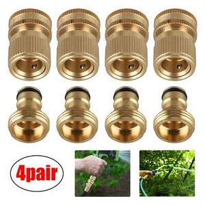 1-4 Sets 3/4" Gartenschlauch Schnellverbinder Wasser MASSIV MESSING Buchse Stecker - Bild 1 von 14