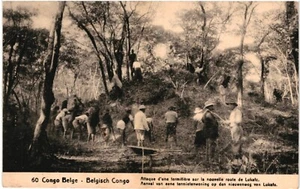 CPA Carte Postale Congo Belge Attaque d'une termitière sur la nouvelle route de - Picture 1 of 2