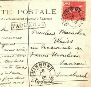 French Cols INDOCHINA ELEPHANT Postcard *QUINHONE PAQUEBOT* 1906 Austria Q09 - Picture 1 of 6