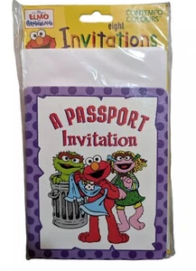 Vtg Elmo Grouchland Passport Birthday Party Invitations 8 Cards 1998 Contempo - Picture 1 of 4