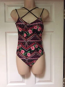 Gossip Damen schwarz Blumen Einteiler Badeanzug Bademode Gr. Small neu mit Etikett - Bild 1 von 8