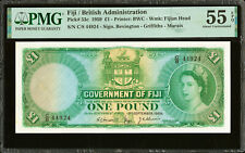 Fiji One Pound QEII 1959 Pick53c About UNC PMG 55 EPQ Rare !