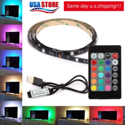 USB Powered Computer TV Backlight Kit RGB 5050 LED Light Strip Colour Change - Image 1 of 4
