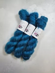Hand Gefärbt Kinder Mohair Seide Garn ,Spitze Gewicht,50g,Karibik Blue - Bild 1 von 8