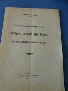 Autieri Concorso Pensionato Architettura Roma 1914 Criteri...tempio Alla Gloria - Picture 1 of 3