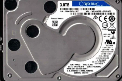 WD30NPRZ-00YRMT0,   WD 3TB, SATA  WXK1  APR 2016 - Image 1 of 2