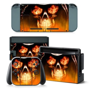 For Nintendo Switch Skull Flames Console & Joy-Con Controller Decal Vinyl Skin - Picture 1 of 1