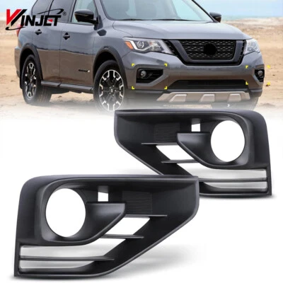 Front Bumper Fog Light Bezel Cover Set For 2017 2018 2019 2020 Nissan Pathfinder Foto 1 de 4