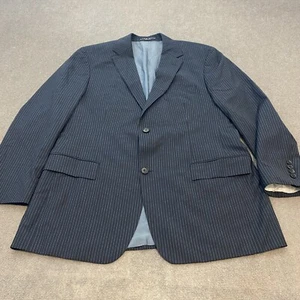 Hugo Boss Blazer Sport Coat Mens 44R Blue Jacket 2 Button Striped Viscose Acetat - Picture 1 of 16
