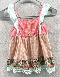 Matilda Jane Tank Top Girl's Size 6 Pink Brown Polka Dot - Picture 1 of 8