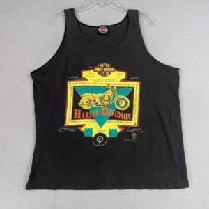 Vintage Harley Davidson Shirt Adult XL Black Single Stitch Muscle Tank 1992 Moto - Picture 1 of 13