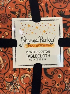 Johanna Parker Halloween Vintage Graphics 100% cotton Tablecloth Orange 60"x102” - Picture 1 of 2