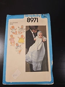 Simplicity #8971 Babies' Dress Bonnet Romper Size Newborn UNCUT - Picture 1 of 2