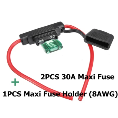 Weatherproof In-line Maxi Blade Fuse Holder 30AMP 8AWG Wire + 2PCS 30A Maxi Fuse - Image 1 of 4