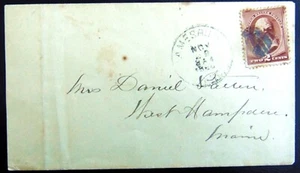1881-82 ERA AMESBURY, MASSACHUSETTS COVER SC# 210 STAMP 2c WASHINGTON - Picture 1 of 2