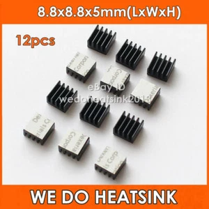 12pcs 8.8x8.8x5mm Black Ram Heatsink Chipset Sink With Thermal Conductive Tape - Picture 1 of 8