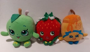 3x Shopkins Soft Plush Toys - Strawberry Kiss Honey Pot & Apple Blossom - Picture 1 of 10