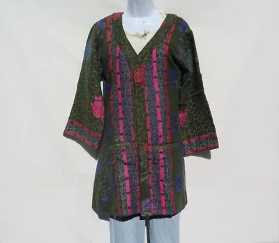 Kimono Jacket Boho 60s 3/4 Sleeve Handmade Yak Wool Blend M - Image 1 of 3