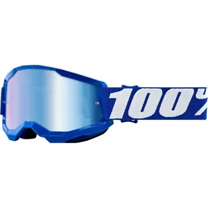MASCHERA MASCHERINA MX CROSS 100% STRATA 2 YOUTH BLU GOGGLE SPECCHIO BLU - Foto 1 di 1