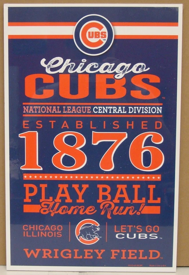 CHICAGO CUBS EST. 1876 WRIGLEY FIELD WOOD SIGN 11"X17'' WINCRAFT - Image 1 of 1